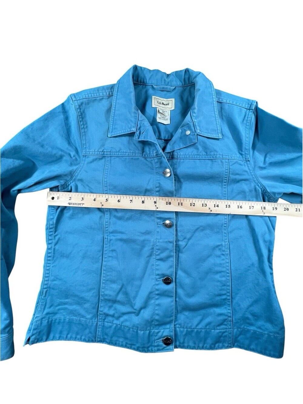 L.L.Bean Aqua Canvas Chore Jacket | Coastal Utility Jacket Lightweight Cotton - Picture 4 of 5